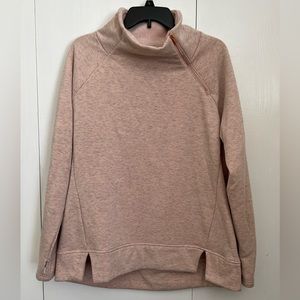 MTA Sport Heathered Pink Funnel Neck Sweatshirt w Asymmetric Zipper